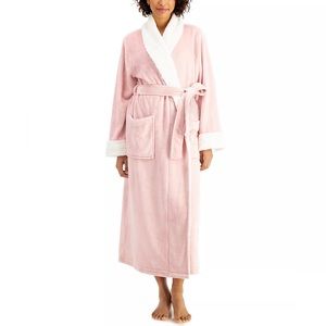Charter Club Long Cozy Plush Robe With Faux-Fur Trim